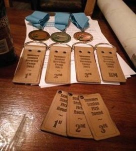 Winners medals and sashes (designed and made by Shane Phelan)