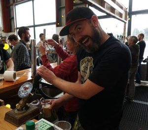 Declan pouring his cask sour at White Hag's 2nd Birthday Party